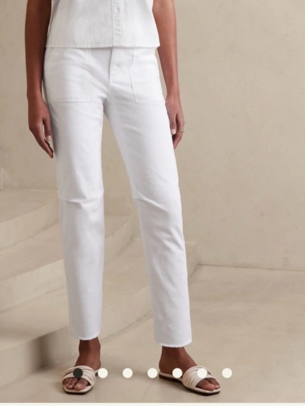 Banana Republic White Girlfriend Frayed Hem Chino
